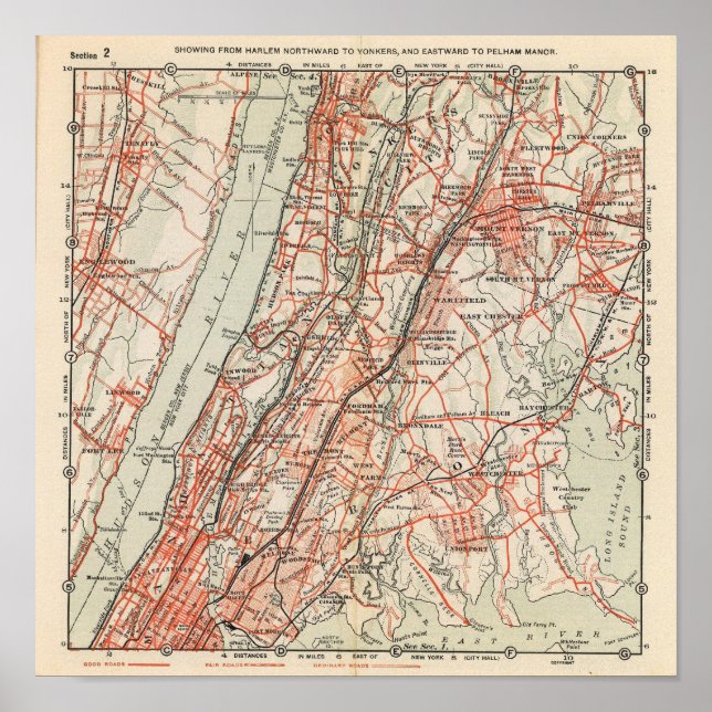 Póster Carreteras para bicicletas en Nueva York y Conneti (Frente)