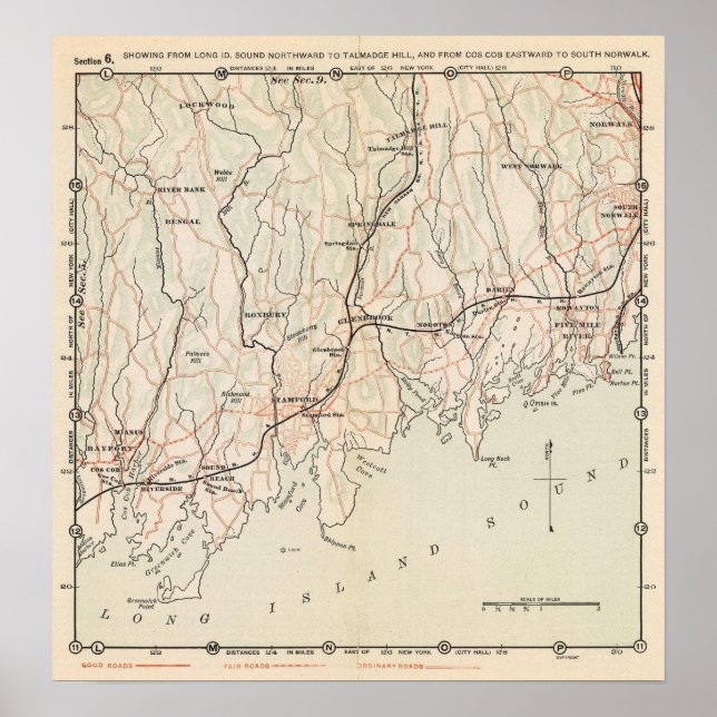 Póster Carreteras para bicicletas en Nueva York y Conneti (Frente)