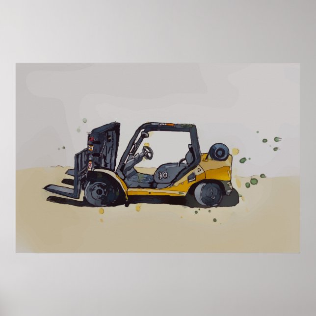 Póster Carretilla elevadora de almacén moderno (Frente)