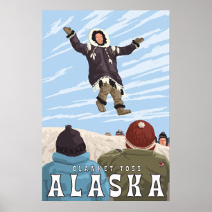 Póster Carretilla, lanzamiento de la manta de Alaska