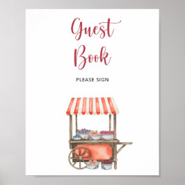 Póster carrito de acuarela de bayas \ Libro de invitados