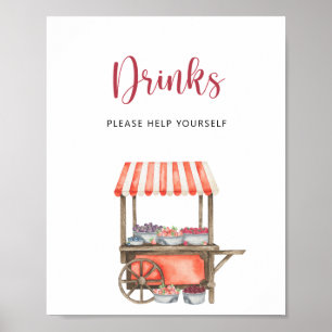 Póster Carrito de bayas - Bebidas sírvase usted mismo Pó