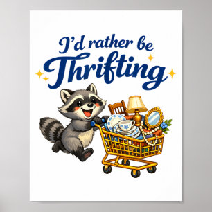 Póster Carrito de compras de mapache Cita divertida Prefe