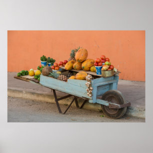 Póster Carrito de frutas y verduras, Cuba