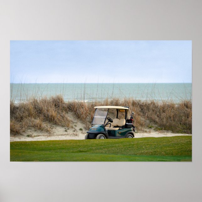Póster Carrito de Golf en el Décimo Octavo Hoyo, Isla Kia (Frente)