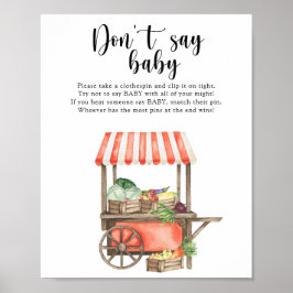 Póster Carrito de mercado para baby shower - No digas beb