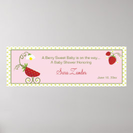 Póster Carrito para bebés de fresa | Banner de Baby Showe
