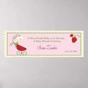 Póster Carrito para bebés de fresa Banner de Baby Showe