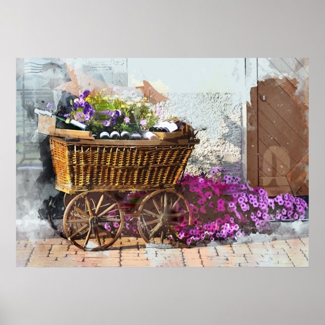 Póster Carro callejero francés en Alsacia (Frente)