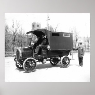 Póster Carro celular de la policía, 1909. Foto antigua