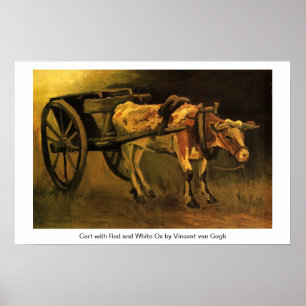 Póster Carro con ox rojo y blanco de Van Gogh.