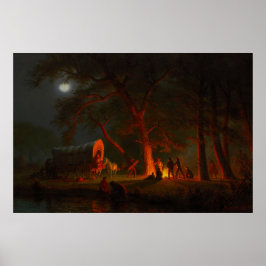 Póster Carro Conestoga de la ruta de Oregon Fuego de camp