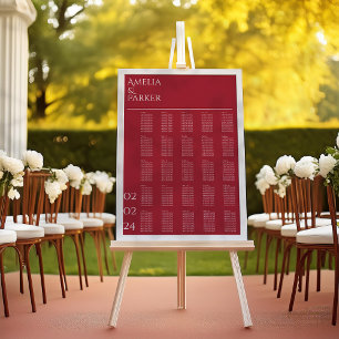 Póster Carro de asiento del Boda Rojo Crimson minimalista
