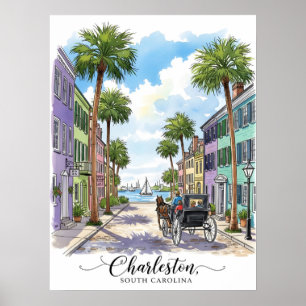 Póster Carro de caballos Charleston South Carolina