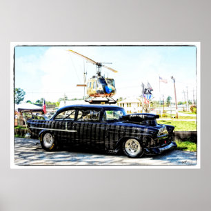 Póster Carro de carreras Chevy POW-MIA 1955