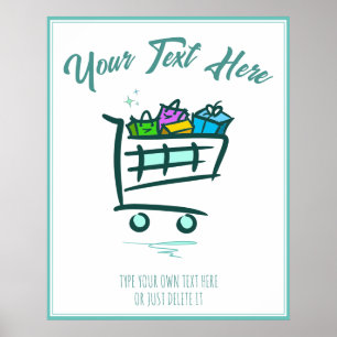 Póster Carro de compras. Promoción / Venta de invierno