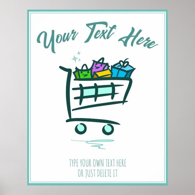 Póster Carro de compras. Promoción / Venta de invierno (Frente)