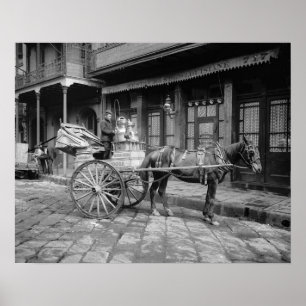 Póster Carro de entrega de leche, 1903. Foto de cosecha d