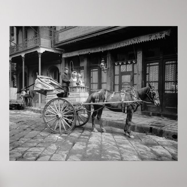 Póster Carro de entrega de leche, 1903. Foto de cosecha d (Frente)