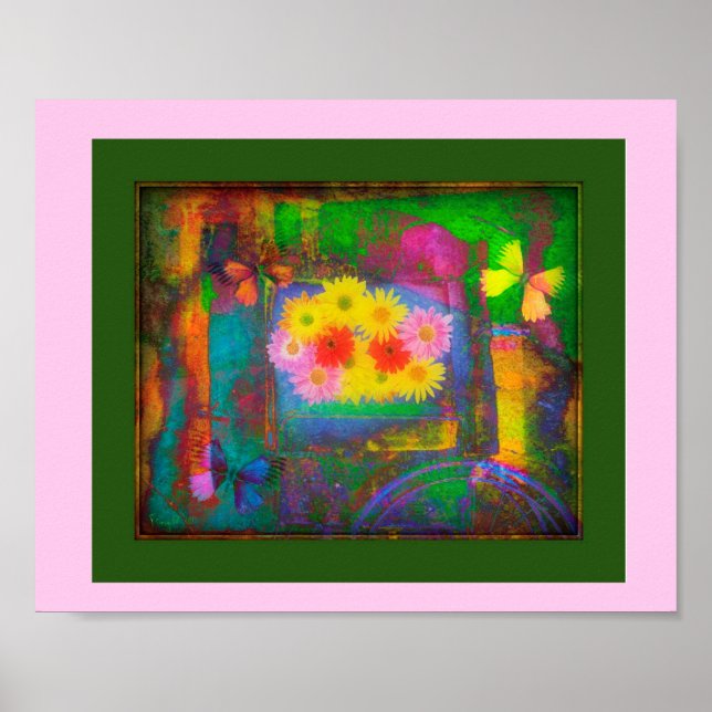 Póster "Carro de flores en silla de ruedas (Frente)