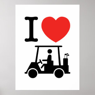 Póster Carro de golf I Heart (Love)
