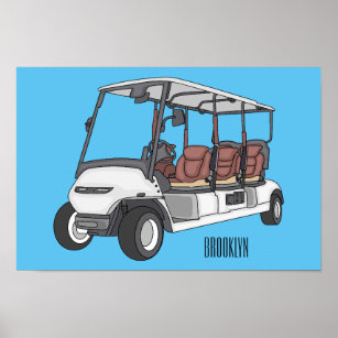 Póster Carro de golf / ilustracion personalizado de coche