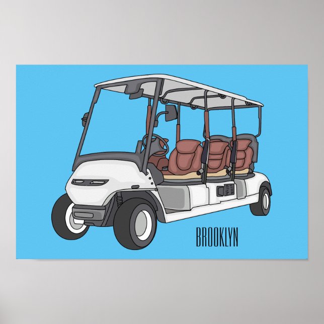 Póster Carro de golf / ilustracion personalizado de coche (Frente)