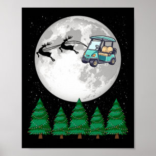 Póster Carro de golf Santa Navidades Sleigh - Funny Carro