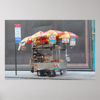 Póster Carro de Hotdog de NYC