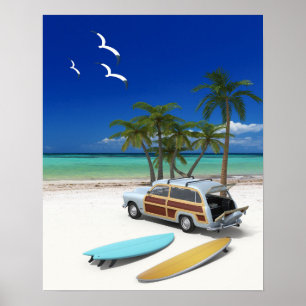 Póster Carro de la persona que practica surf