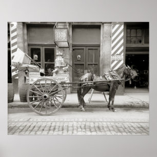 Póster Carro de Leche de Nueva Orleans, 1910. Foto Antigu
