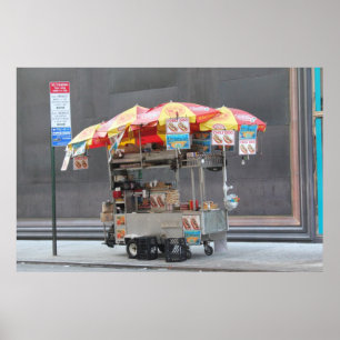 Póster Carro del perrito caliente de NYC