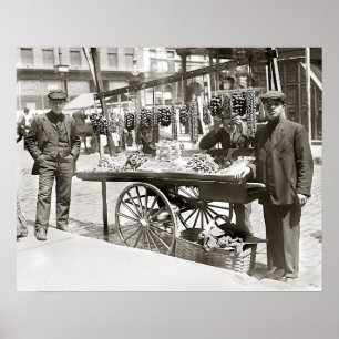 Póster Carro en poca Italia, 1908 de la comida. Foto del