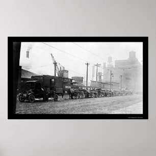 Póster Carros del carbón en Chicago, IL 1909