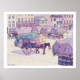 Póster Carros del heno, mercado del Cumberland (aceite en