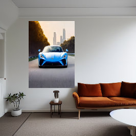 Póster Carros deportivos azules en la carretera | Poster 