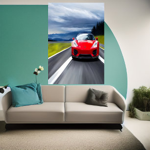 Póster Carros deportivos rojos en la carretera   Poster d