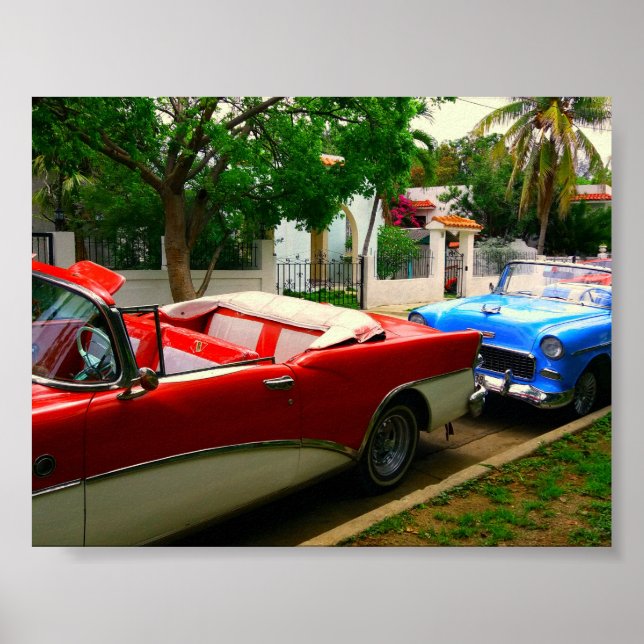 Póster Carros retro en Cuba (Frente)