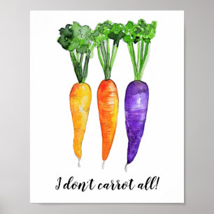 Póster Carrot Kitchen Watercolor Art Print Pun