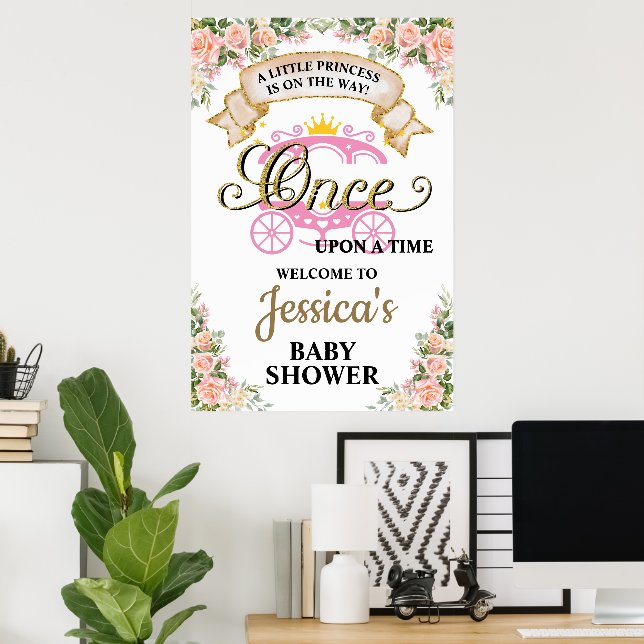 Póster Carruaje de Princesa Érase Una Vez Niña Bebé (Oficina en casa)