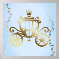 Carruaje Dorado Elegante Princesa Cuento Azul