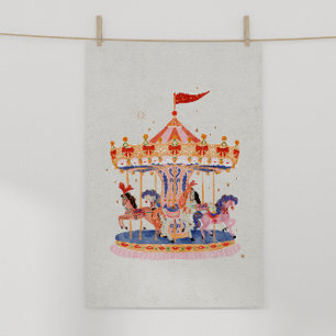 Póster Carrusel Caprichoso Vintage Acuarela