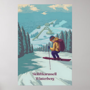Póster Carrusel de teleférico Winterberg Ski Resort Viaje