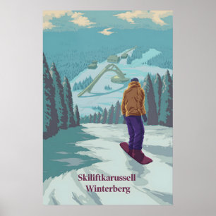 Póster Carrusel de telesilla Winterberg Alemania Snowboar