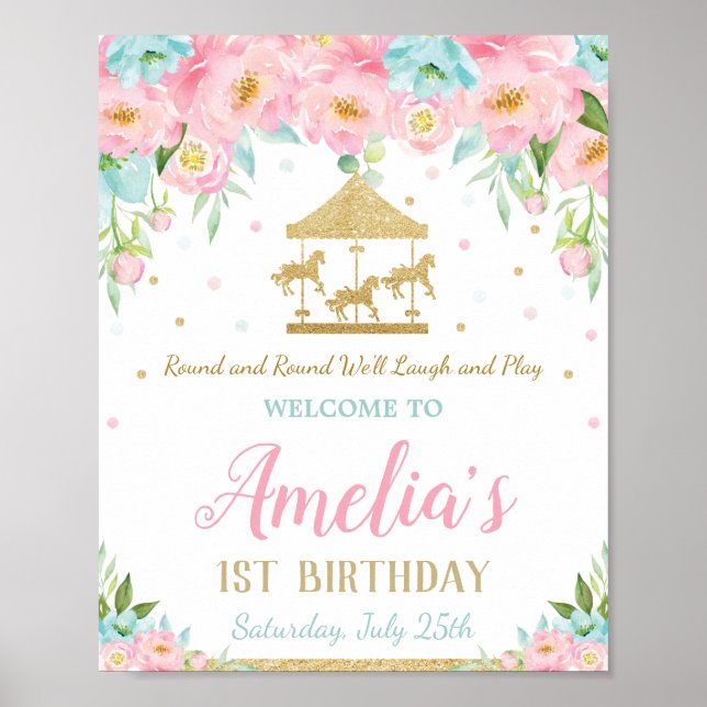 Póster Carrusel Floral de Casa de la Moneda Rosada Bienve (Frente)