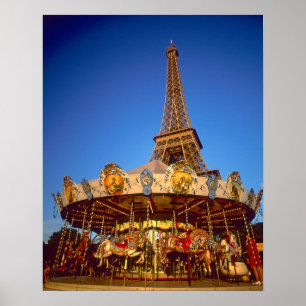Póster Carrusel, Torre Eiffel, París, Francia