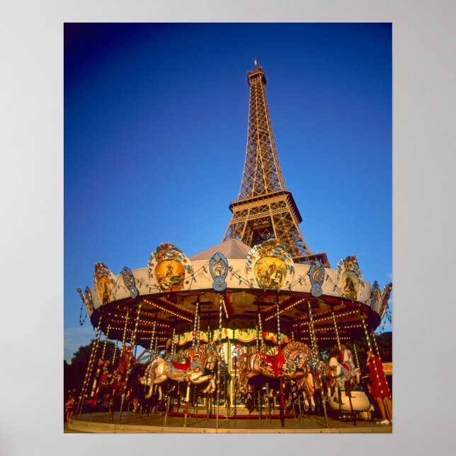 Póster Carrusel, Torre Eiffel, París, Francia (Frente)