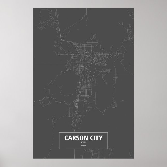 Póster Carson City, Nevada (blanco sobre negro) (Frente)