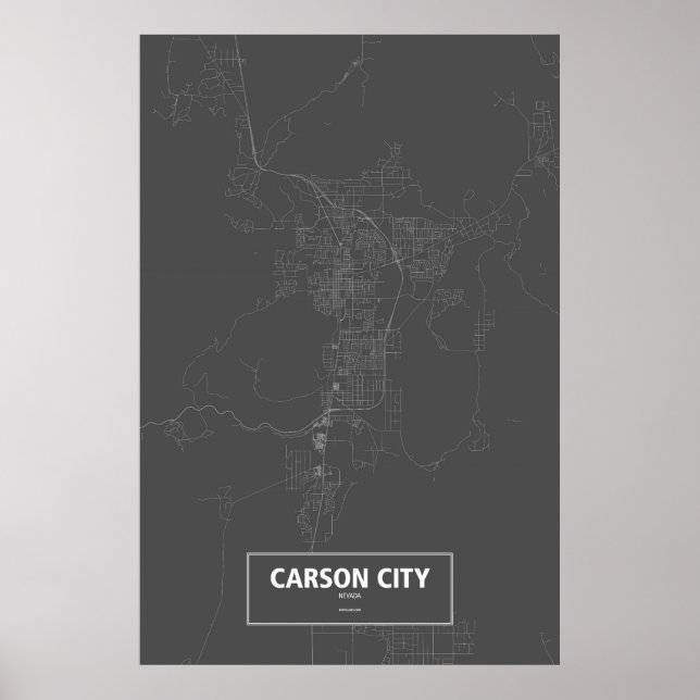 Póster Carson City, Nevada (blanco sobre negro) (Frente)