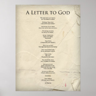 Póster "Carta a Dios" Poema religioso Poster-grande